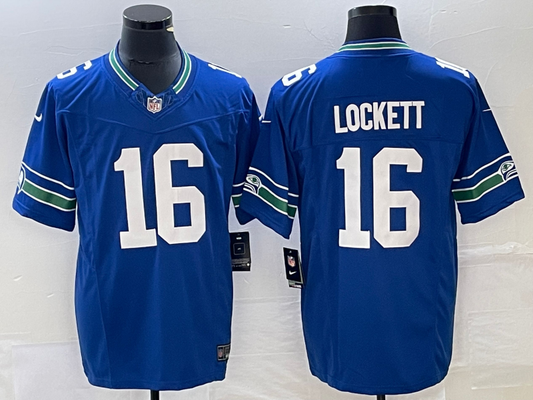 Men's Seattle Seahawks Tyler Lockett #16 Royal Throwback Legend Player Jersey
