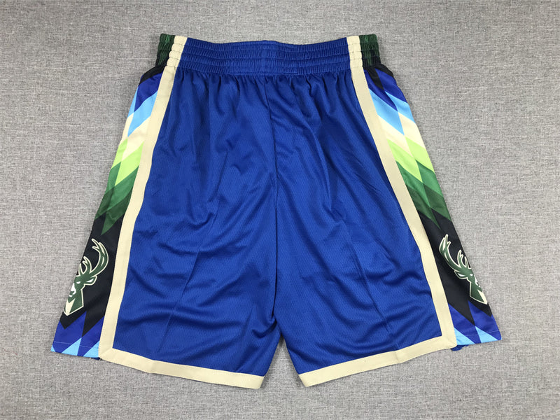 Men's Milwaukee Bucks 2022/23 Blue City Edition Basketball Shorts1