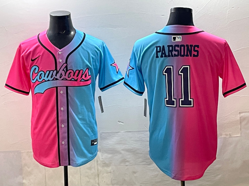 Micah Parsons #11 Dallas Cowboys Pink Blue Game Jersey - JerseysFreak