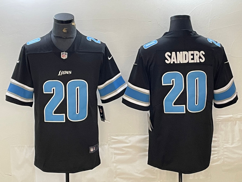 Barry Sanders #20 Detroit Lions Black Replica Player Jersey - JerseysFreak