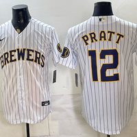 Men's Milwaukee Brewers Cooper Pratt #12 White Limited Player Jersey