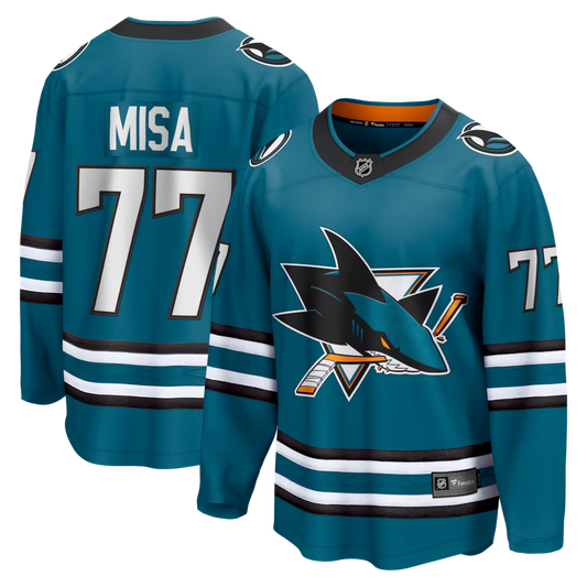 Men's San Jose Sharks Michael Misa #77 Fanatics Teal Breakaway Jersey
