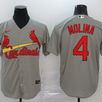 Men's St. Louis Cardinals Yadier Molina #4 Gray Replica Baseball Jersey1
