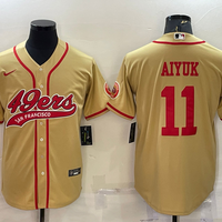 Men's San Francisco 49ers Brandon Aiyuk #11 Gold Game Jersey1 Joint Edition
