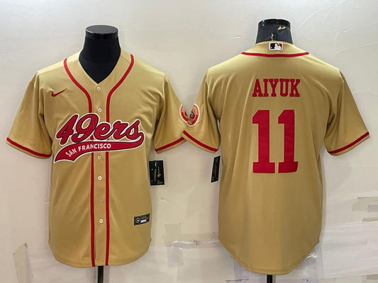 Men's San Francisco 49ers Brandon Aiyuk #11 Gold Game Jersey1 Joint Edition
