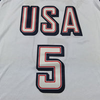 Men's 2024 USA Dream Team Anthony Edwards #5 White Authentic Player Jersey