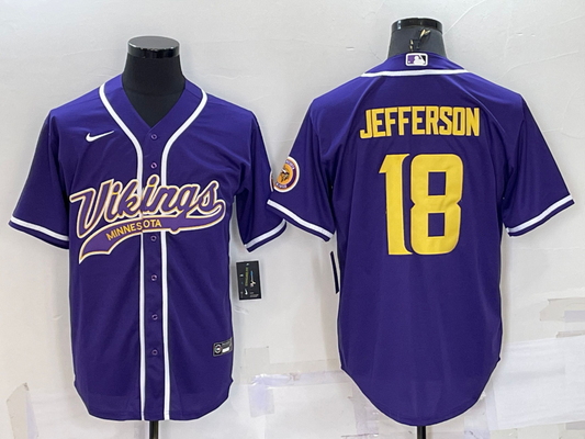 Men's Minnesota Vikings Justin Jefferson #18 Purple Player Jersey1 Joint Edition
