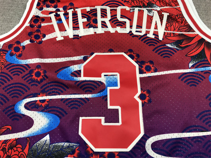 Men's Philadelphia 76ers Allen Iverson #3 Year of Rabbit Edition Hardwood Classics Swingman Jersey1