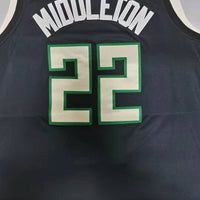 Men's Milwaukee Bucks Khris Middleton Black 2021 NBA Finals Champions Jersey1