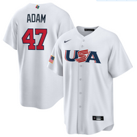 Men's 2023 World Baseball Classic #47 Jason Adam USA White Jersey1