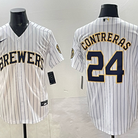Men's Milwaukee Brewers William Contreras #24 White Replica Player Jersey