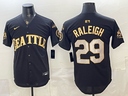 Men's Seattle Mariners Cal Raleigh #29 Black Limited Player Jersey