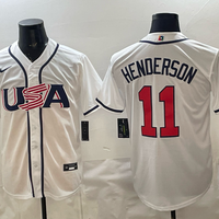 Men's USA Baseball Gunnar Henderson #11 White 2026 World Baseball Classic Stadium Jersey