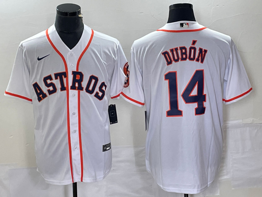 Men's Houston Astros Mauricio Dubon #14 White Home Replica Player Jersey1