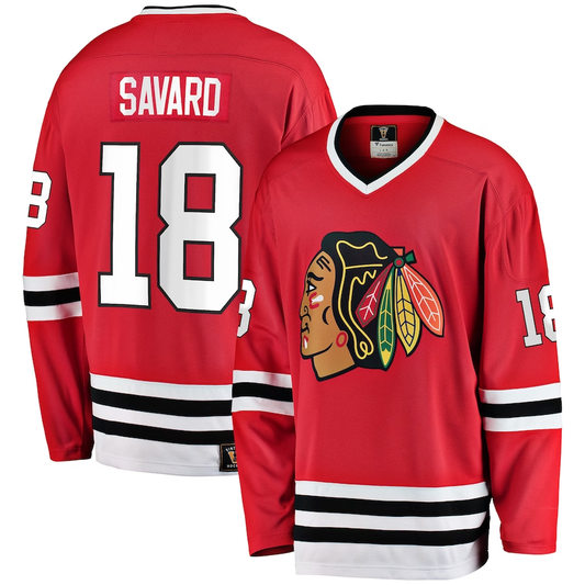 Men's Chicago Blackhawks Denis Savard #18 Red Premier Breakaway Retired Player Jersey1