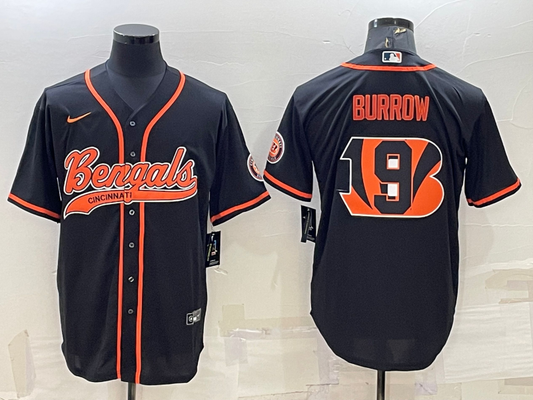 Men's Cincinnati Bengals Joe Burrow #9 Black Fashion Player Jersey1
