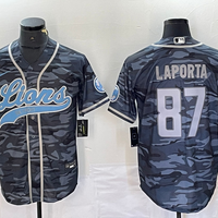 Men's Detroit Lions Sam LaPorta #87 Grey Camouflage Player Jersey1 Joint Edition