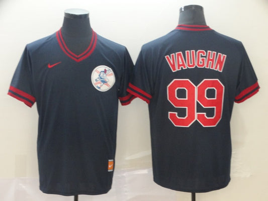 Men's Cleveland Guardians Rick Vaughn #99 Navy Replica Team Jersey1