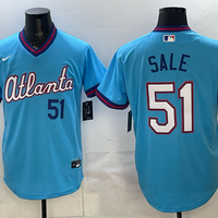 Men's Atlanta Braves Chris Sale #51 Powder Blue 2026 City Connect Stadium Jersey