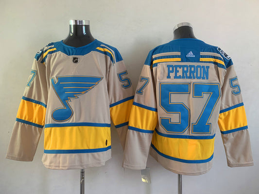 Men's St. Louis Blues David Perron #57 Cream Breakaway Player Jersey1