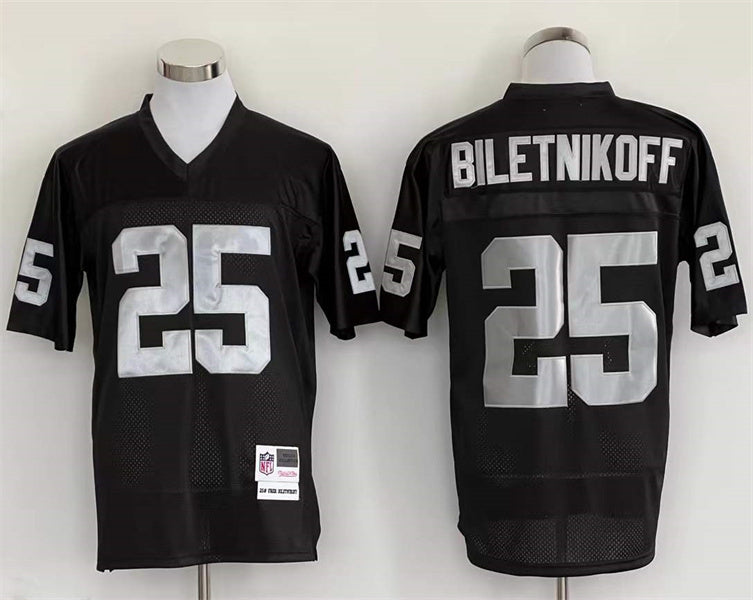 Men's Oakland Raiders Fred Biletnikoff Mitchell & Ness Black Legacy Replica Jersey1