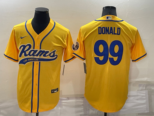 Men's Los Angeles Rams Aaron Donald #99 Yellow Game Jersey1 Joint Edition
