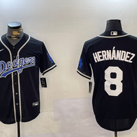 Men's Los Angeles Dodgers Enrique Hernandez #8 Black Player Jersey1