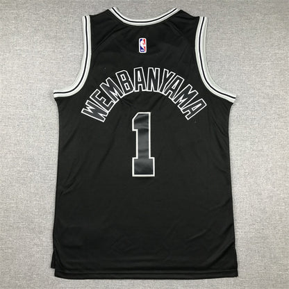 Men's San Antonio Spurs Victor Wembanyama #1 Black 2022/23 Swingman Jersey1 - Classic Edition