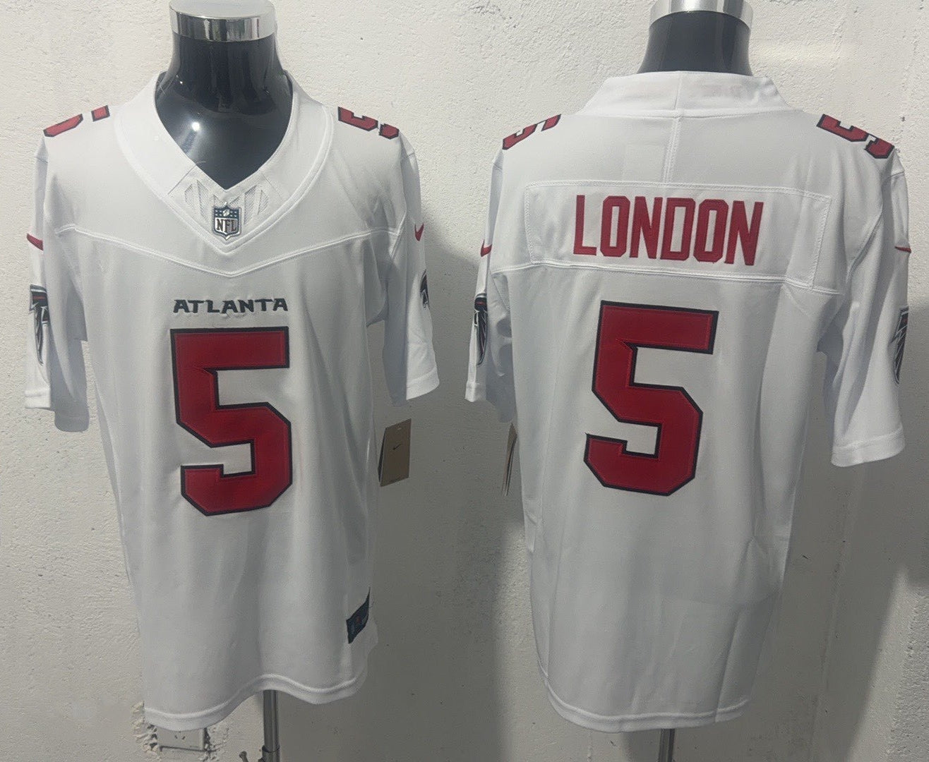 Men's Atlanta Falcons Drake London #5 White Game Player Jersey