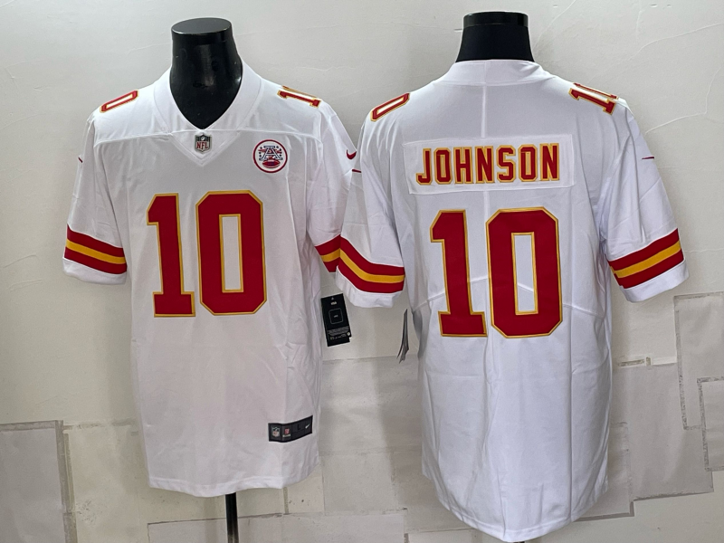 Men's Kansas City Chiefs Emmett Johnson #10 White Game Jersey