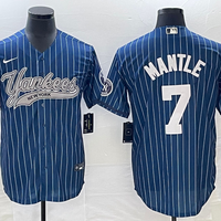 Men's New York Yankees Mickey Mantle #7 Blue Player Jersey1 Joint Edition