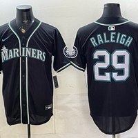 Men's Seattle Mariners Cal Raleigh #29 Fashion Replica Black Out Jersey