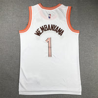 Men's San Antonio Spurs Victor Wembanyama #1 White 2023/24 Swingman Jersey1 - City Edition