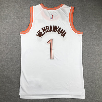 Men's San Antonio Spurs Victor Wembanyama #1 White 2023/24 Swingman Jersey1 - City Edition