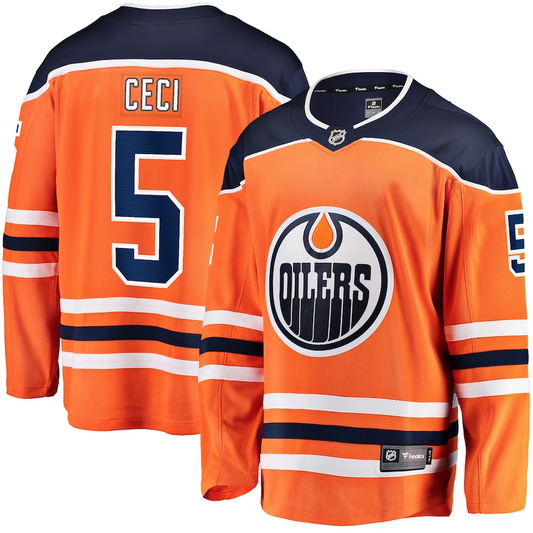 Men's Edmonton Oilers Cody Ceci #5 Orange Home Breakaway Player Jersey1