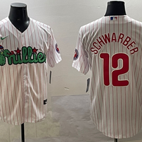 Men's Philadelphia Phillies Kyle Schwarber #12 White Replica Team Jersey1