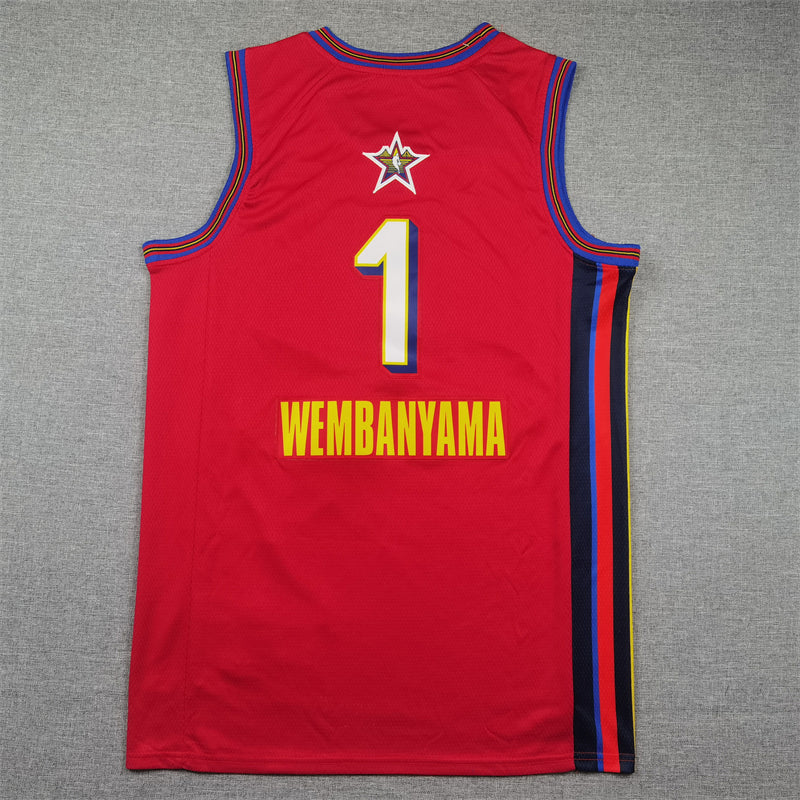 Men's San Antonio Spurs Victor Wembanyama #1 Red 2025 NBA All-Star Game Swingman Player Jersey1