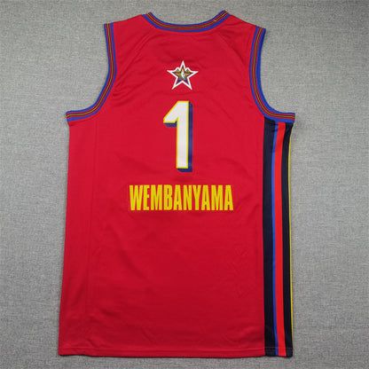 Men's San Antonio Spurs Victor Wembanyama #1 Red 2025 NBA All-Star Game Swingman Player Jersey1