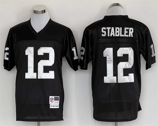Men's Oakland Raiders Ken Stabler Mitchell & Ness Black Legacy Replica Jersey1