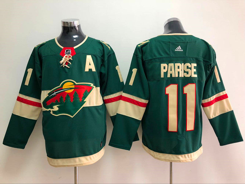 Men's Minnesota Wild Zach Parise #11 Green Home Breakaway Player Jersey1