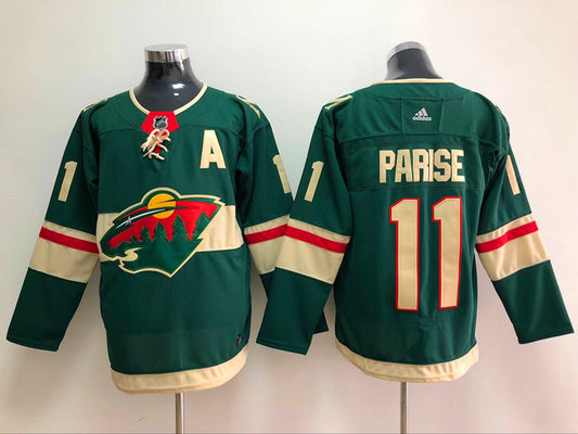 Men's Minnesota Wild Zach Parise #11 Green Home Breakaway Player Jersey1