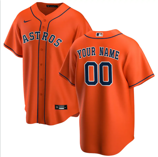 Men's Houston Astros Orange Replica Custom Jersey1