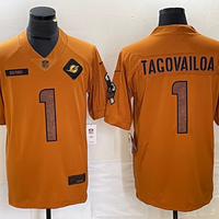 Men's Miami Dolphins Tua Tagovailoa #1 Brown 2023 Salute To Service Limited Jersey1