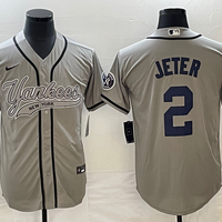 Men's New York Yankees Derek Jeter #2 Gray Player Jersey1 Joint Edition