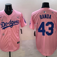 Men's Los Angeles Dodgers Anthony Banda #43 Pink Game Jersey1