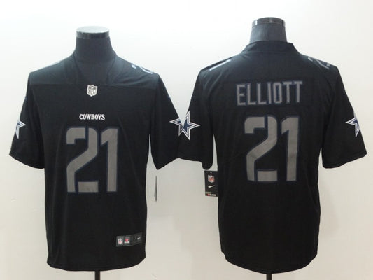 Men's Dallas Cowboys Ezekiel Elliott #21 Black Team Game Jersey1