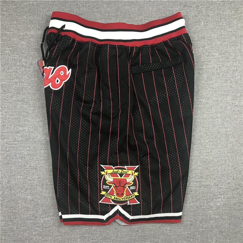 Men's Chicago Bulls Black/Red 1996-97 Hardwood Classics Authentic Basketball Shorts1