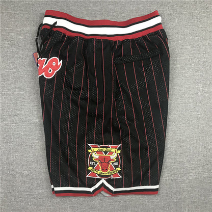 Men's Chicago Bulls Black/Red 1996-97 Hardwood Classics Authentic Basketball Shorts1