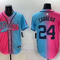 Men's Detroit Tigers Miguel Cabrera #24 Pink/Blue Player Jersey