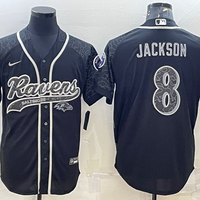 Lamar Jackson #8 Baltimore Ravens Black RFLCTV Limited Jersey Joint Edition - JerseysFreak